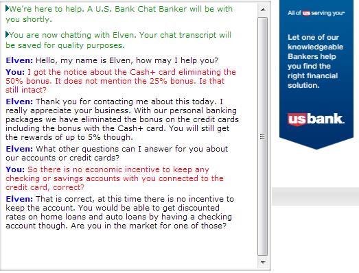 US Bank Cash+ conversation
